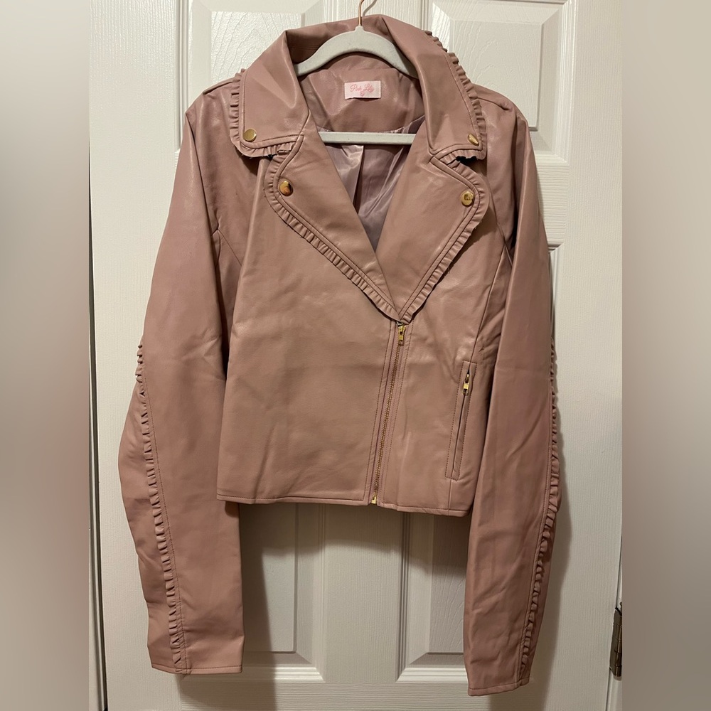 Pink Lily Blush Faux Leather Jacket